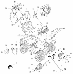 Page A Diagram and Parts List for T7298  Power Wheels Ride-On Cars